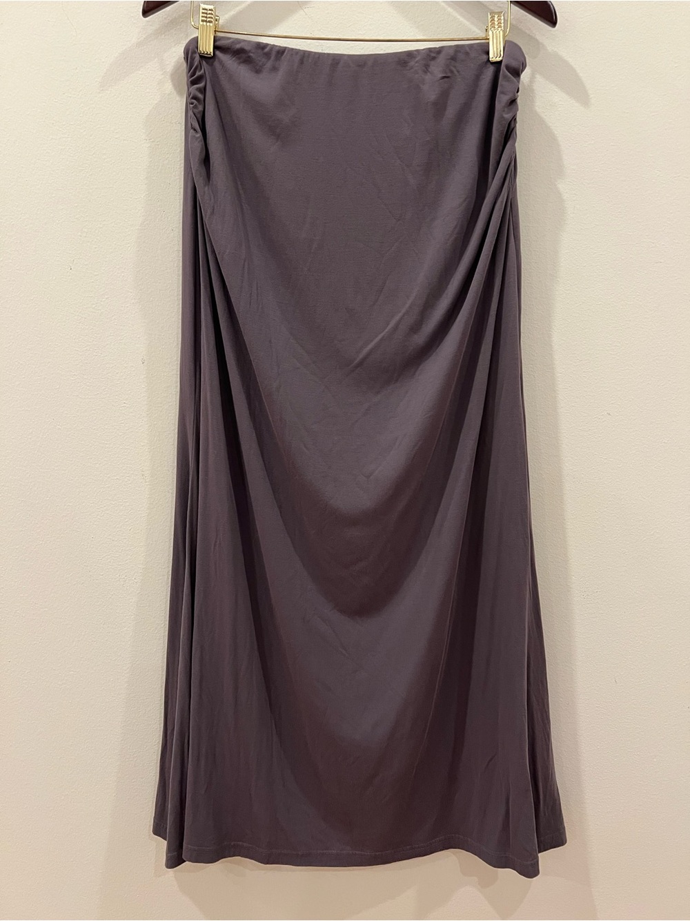 OGL Maxi Skirt Womens XL Extra Large Plum Gray Side Ruched Pull On Mermaid Flowy